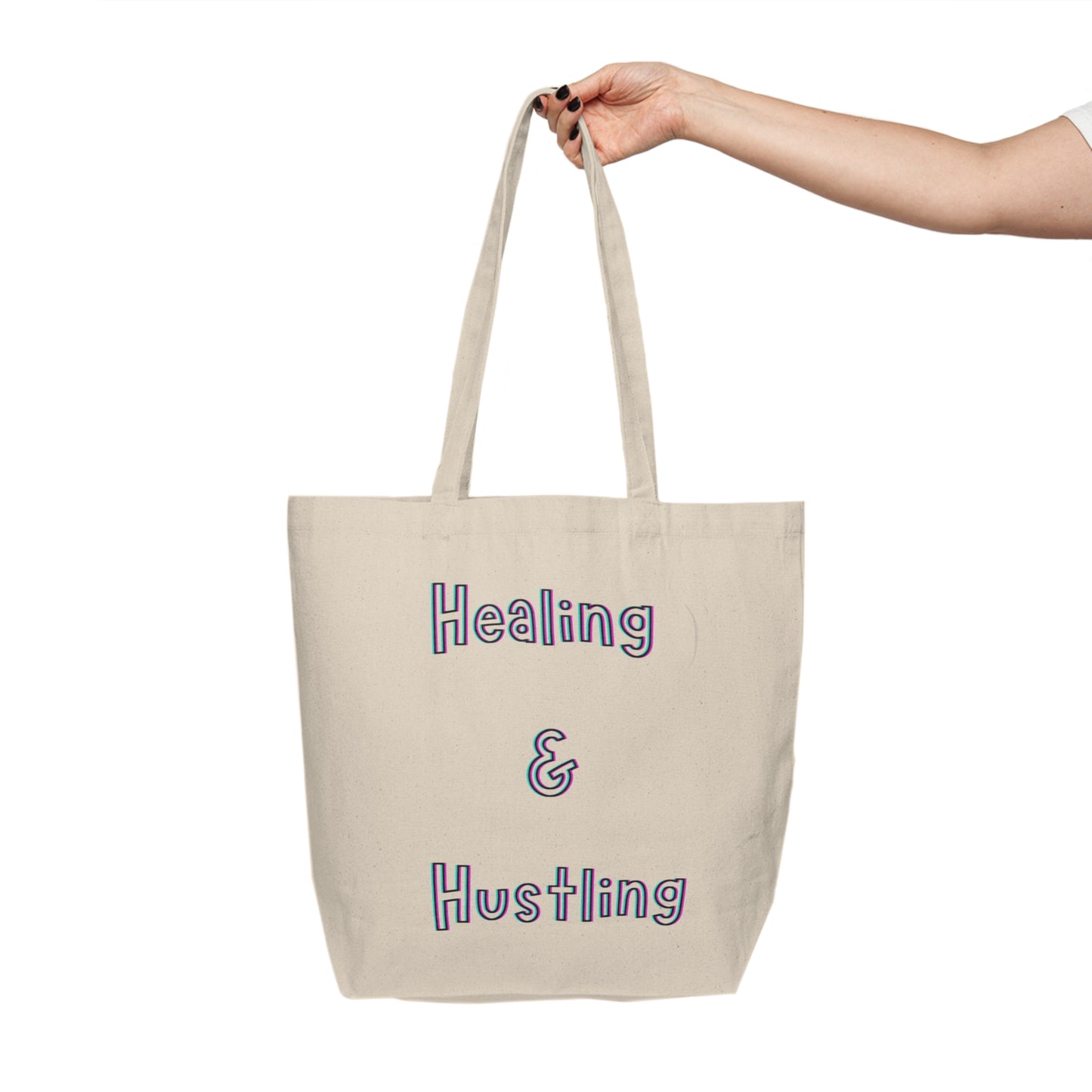 Healing & Hustling Canvas Shopping Tote for Everyday Use, Eco-Friendly Tote Bag, Grocery Tote, Beach Bag, Gift for Entrepreneurs