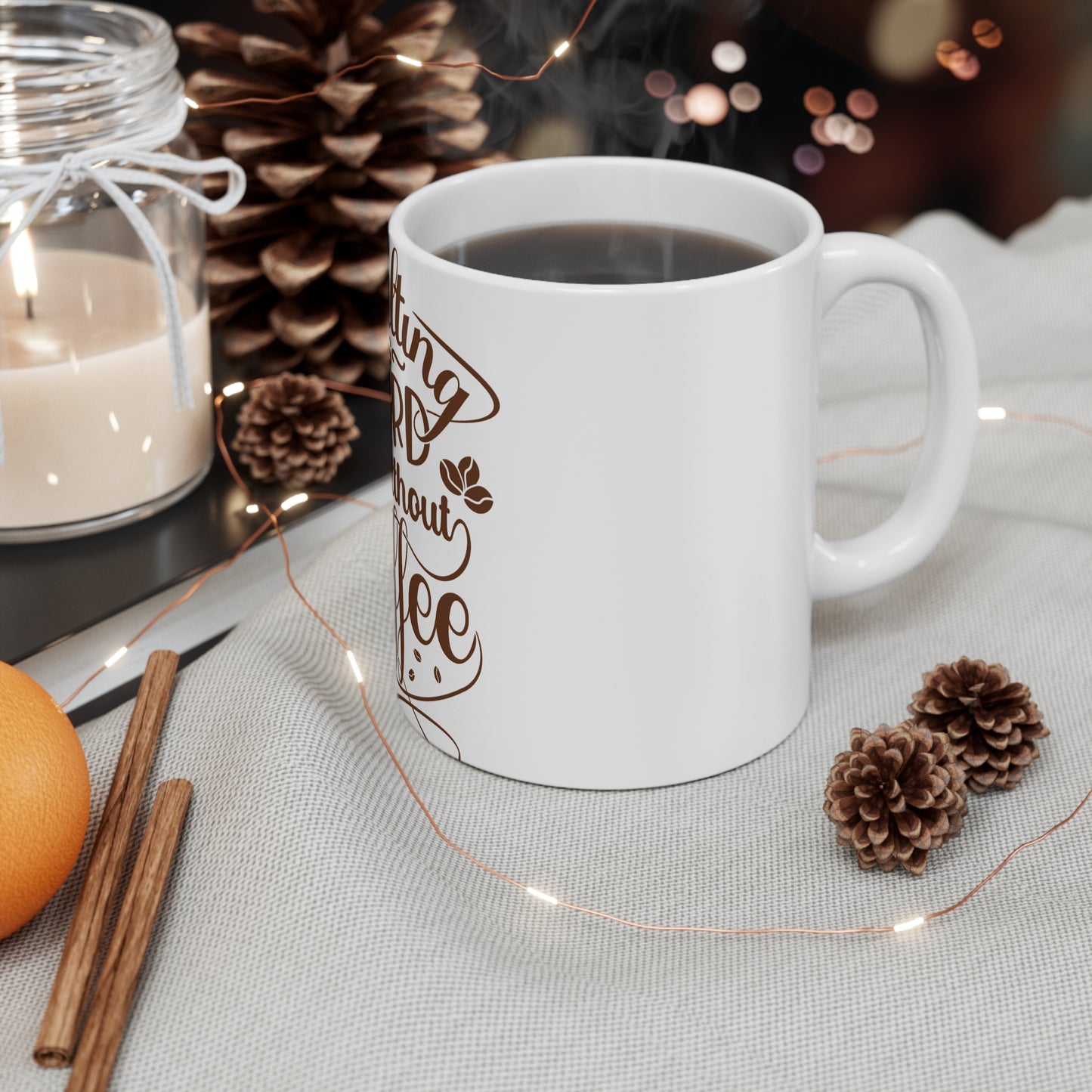 Coffee Mug — “Adulting Is Hard Without Coffee” Ceramic 11oz