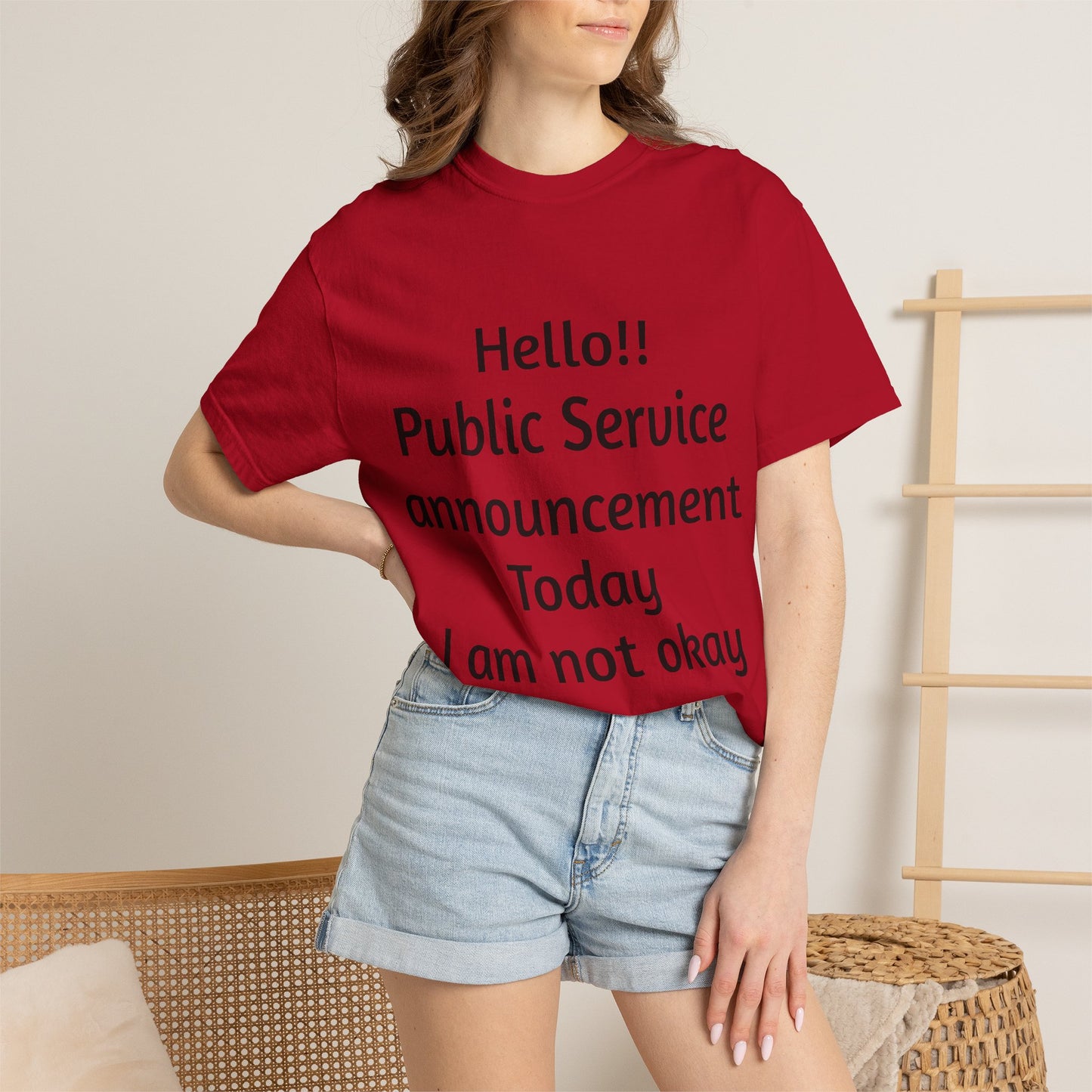 T-Shirt — "Hello!! Public Service announcement Today I am not okay" Mental Health Graphic Tee