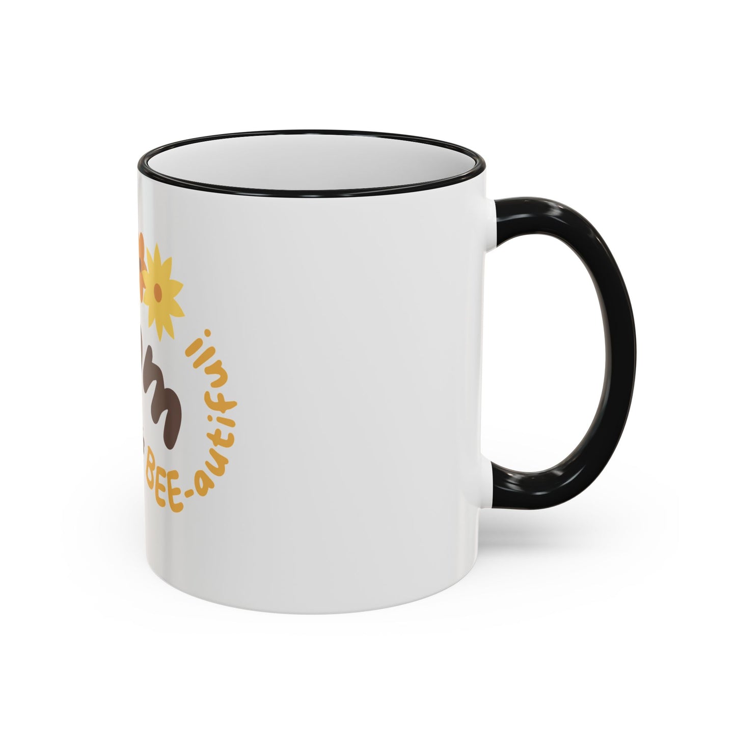 Mama Bee Mug — “My Mom is BEE-autiful” Accent Rim & Handle Coffee Cup