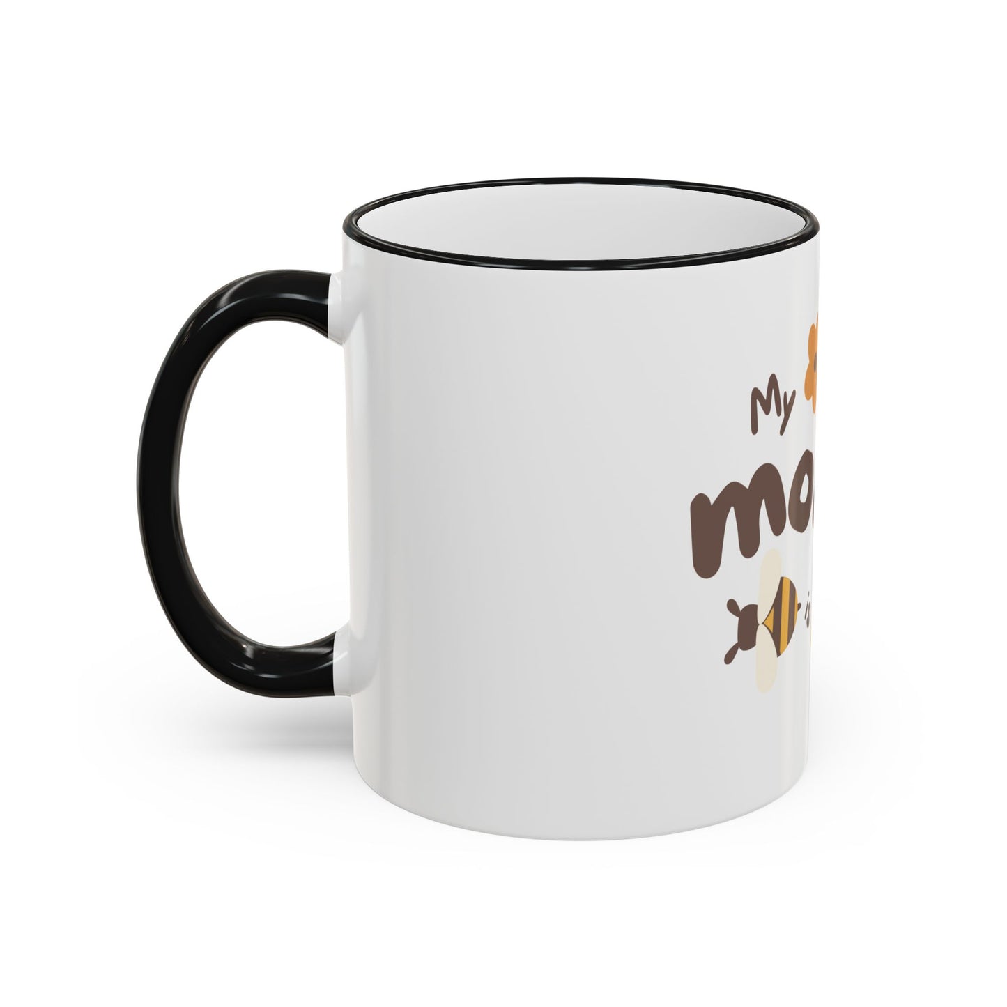 Mama Bee Mug — “My Mom is BEE-autiful” Accent Rim & Handle Coffee Cup