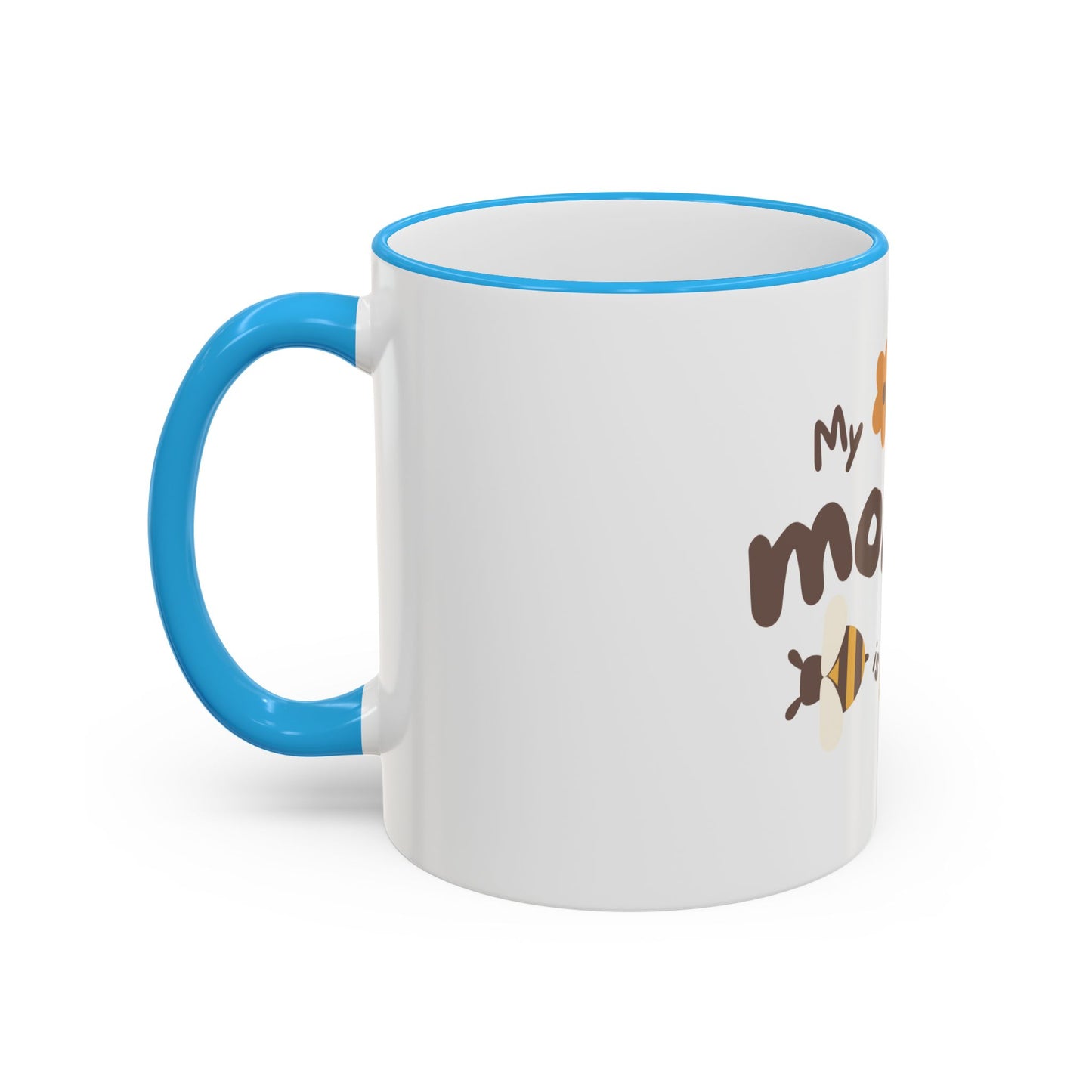 Mama Bee Mug — “My Mom is BEE-autiful” Accent Rim & Handle Coffee Cup