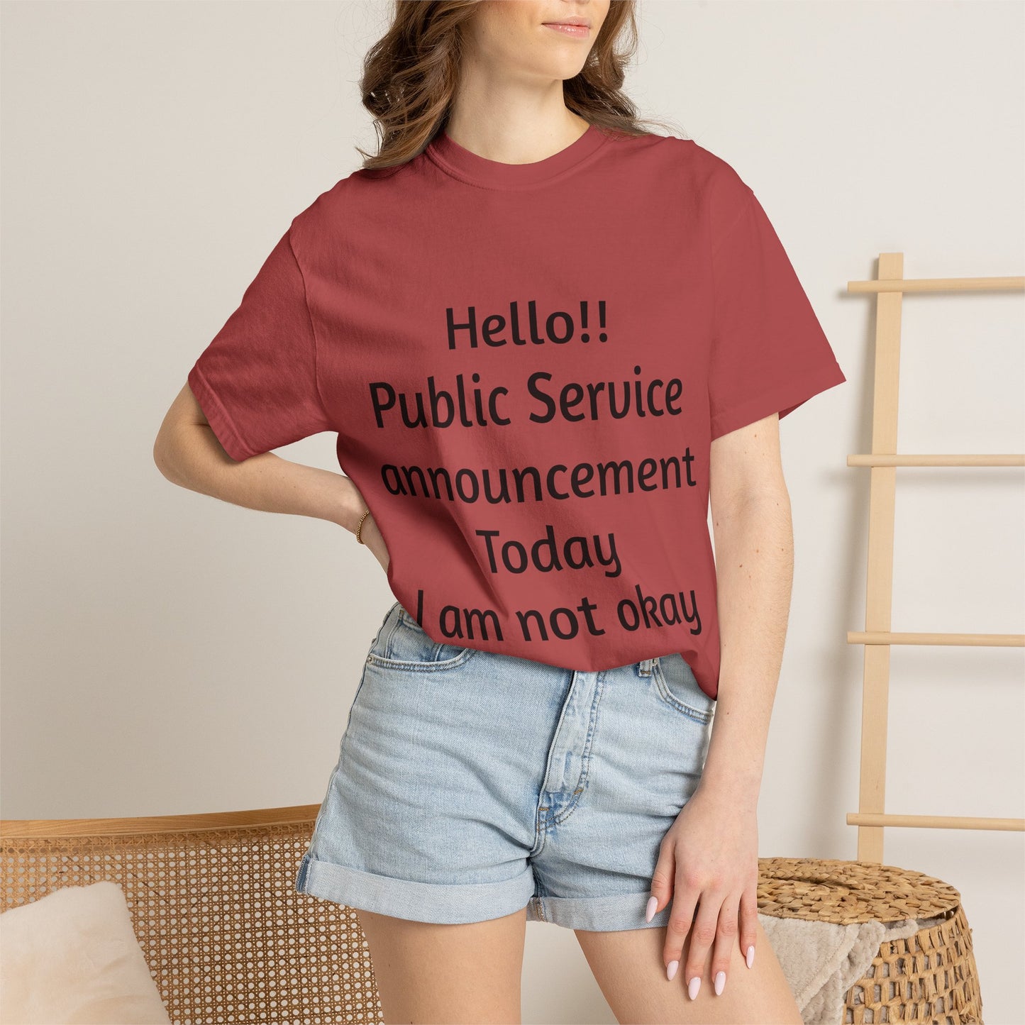 T-Shirt — "Hello!! Public Service announcement Today I am not okay" Mental Health Graphic Tee