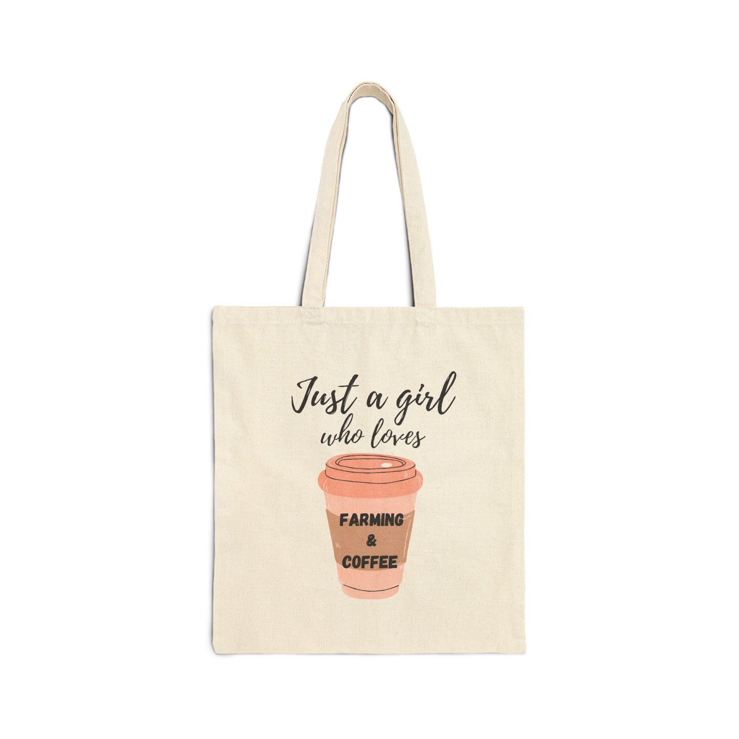 Just a Girl Who Loves Farming & Coffee Tote Bag, Eco-Friendly Shopper, Farm Market Bag, Coffee Lover Gift, Rustic Canvas Bag, Everyday Tote