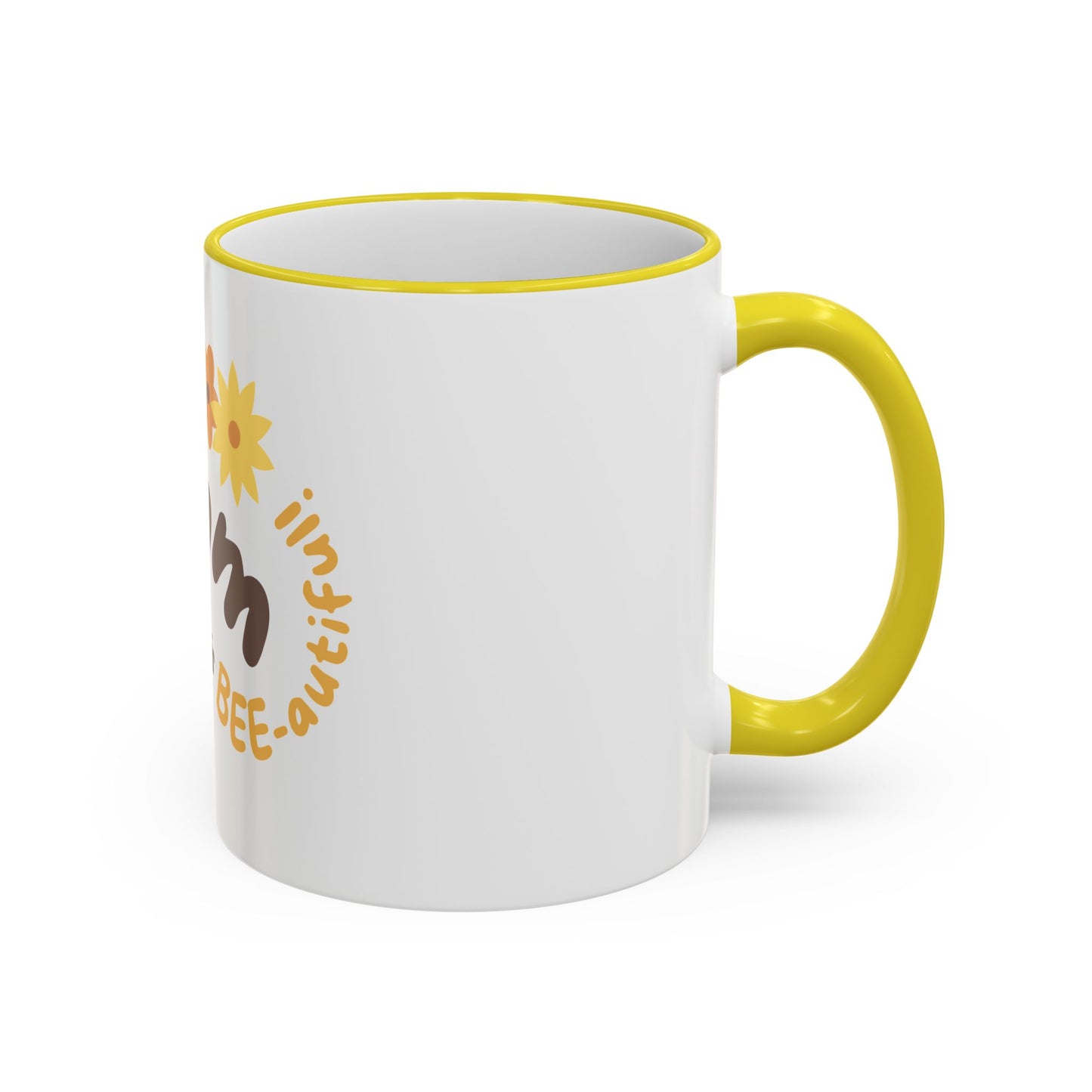 Mama Bee Mug — “My Mom is BEE-autiful” Accent Rim & Handle Coffee Cup
