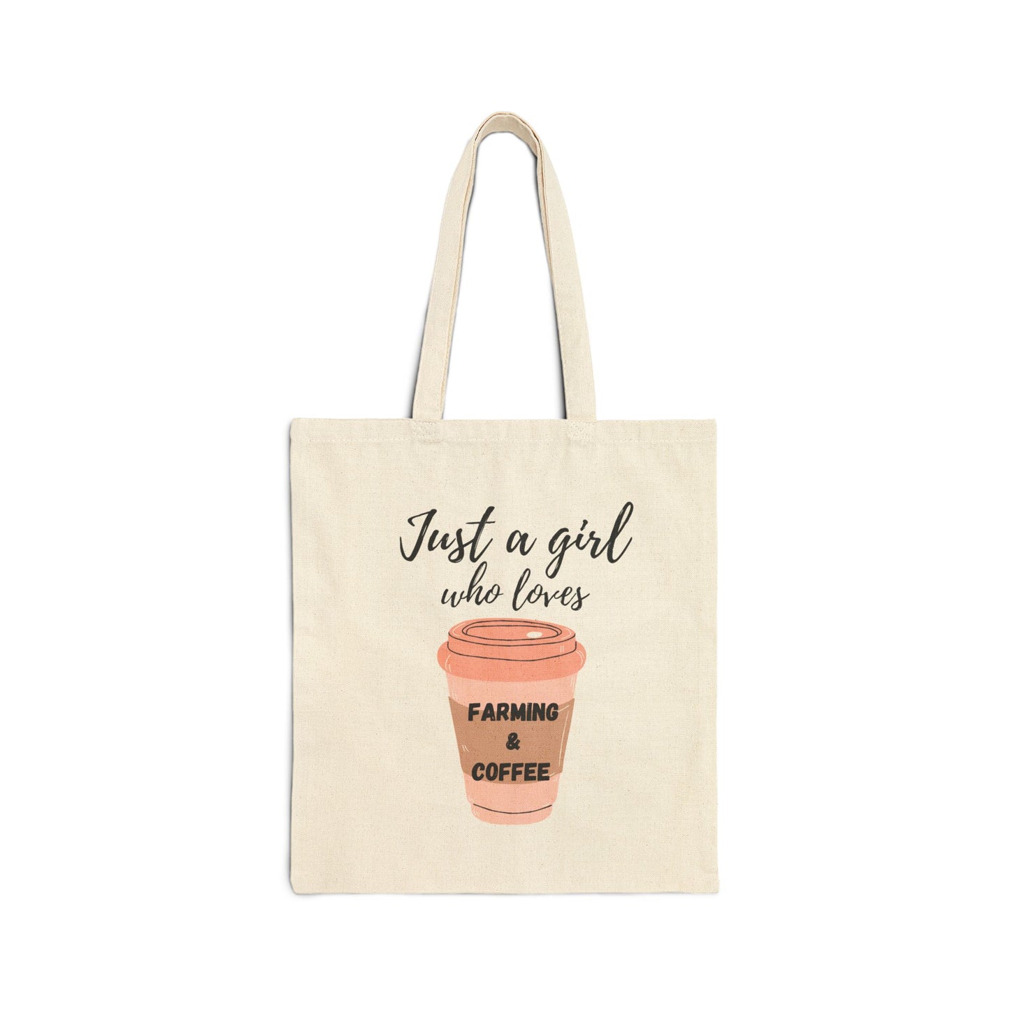 Just a Girl Who Loves Farming & Coffee Tote Bag, Eco-Friendly Shopper, Farm Market Bag, Coffee Lover Gift, Rustic Canvas Bag, Everyday Tote