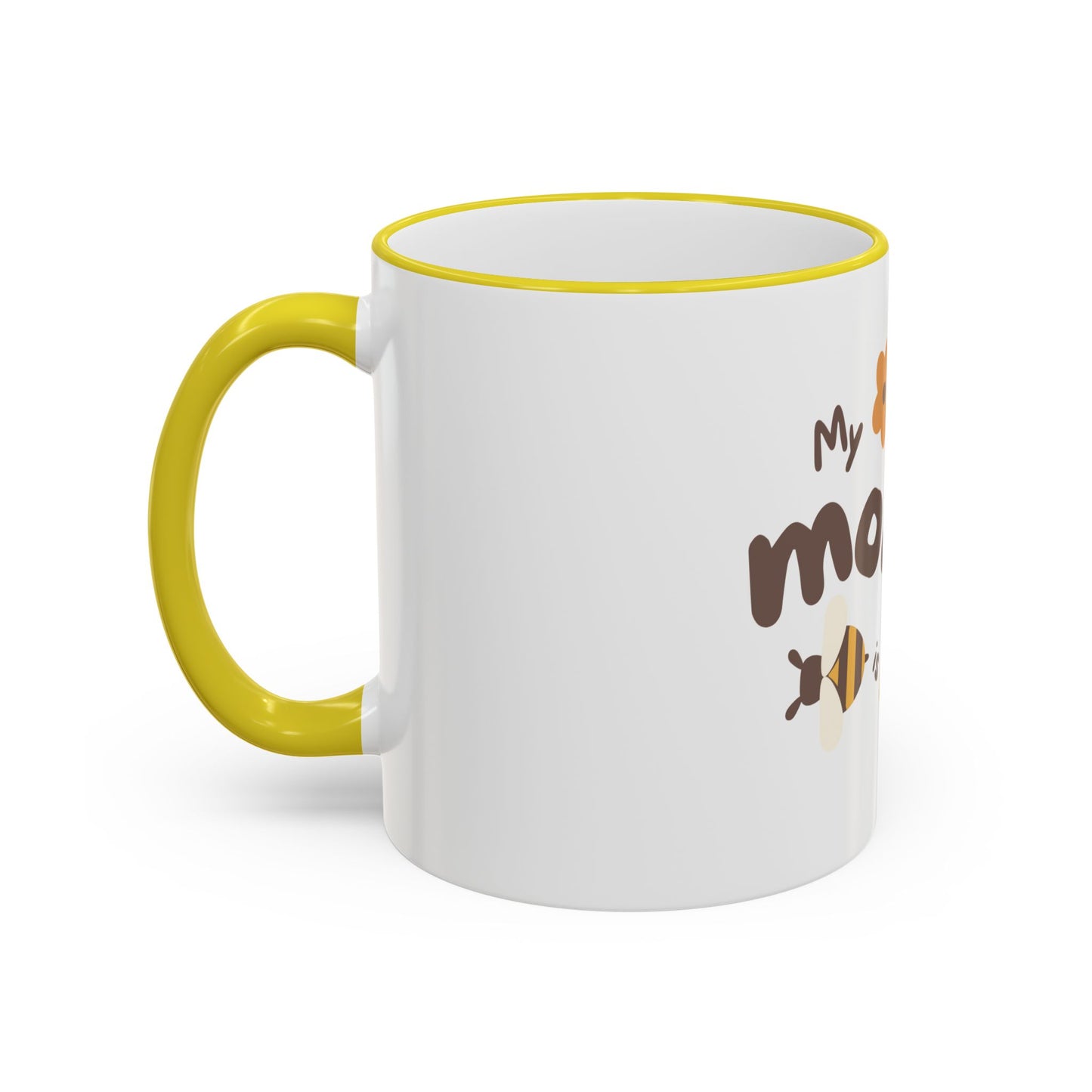 Mama Bee Mug — “My Mom is BEE-autiful” Accent Rim & Handle Coffee Cup