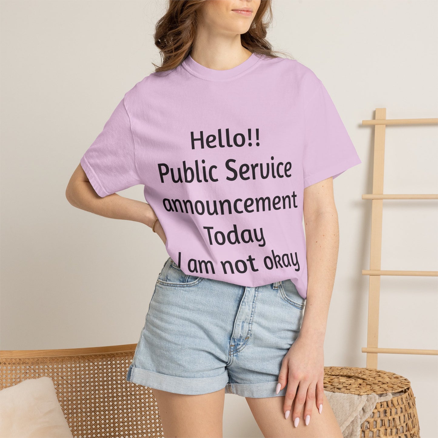 T-Shirt — "Hello!! Public Service announcement Today I am not okay" Mental Health Graphic Tee