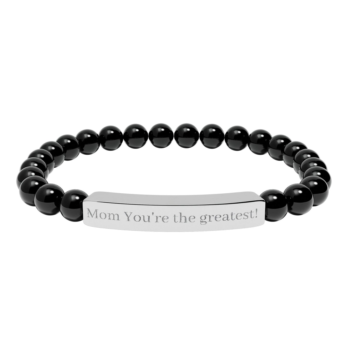 Engravable Natural Stone Stretch Bar Bracelet — Personalized Beaded Bracelet