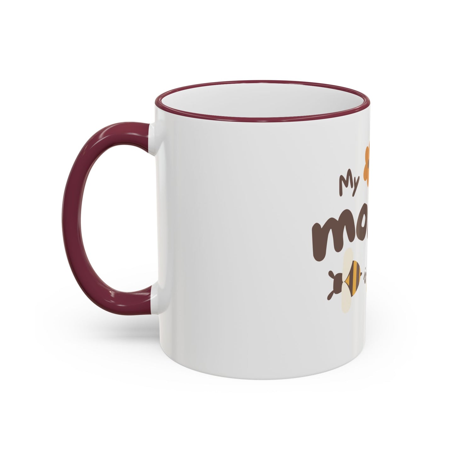 Mama Bee Mug — “My Mom is BEE-autiful” Accent Rim & Handle Coffee Cup