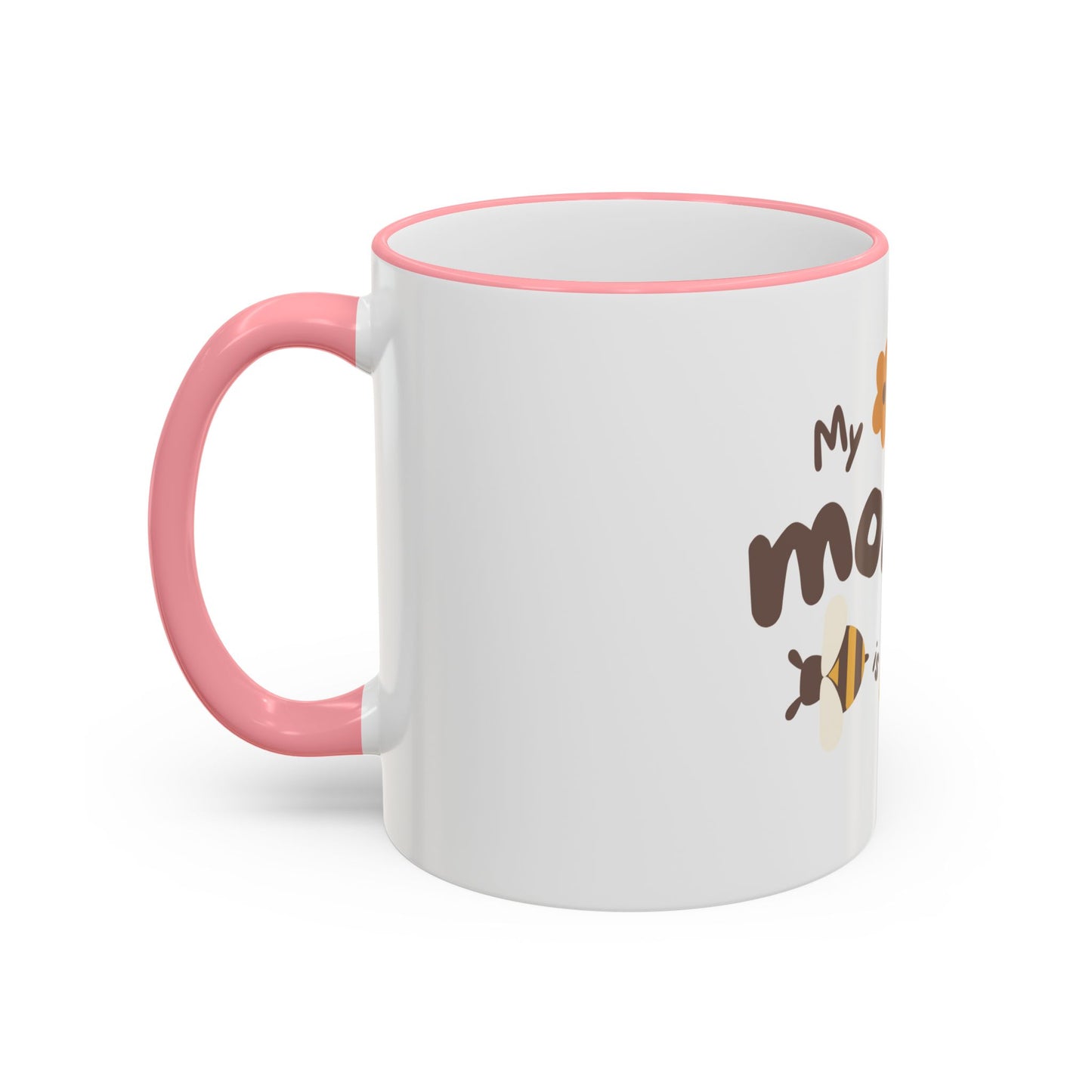 Mama Bee Mug — “My Mom is BEE-autiful” Accent Rim & Handle Coffee Cup