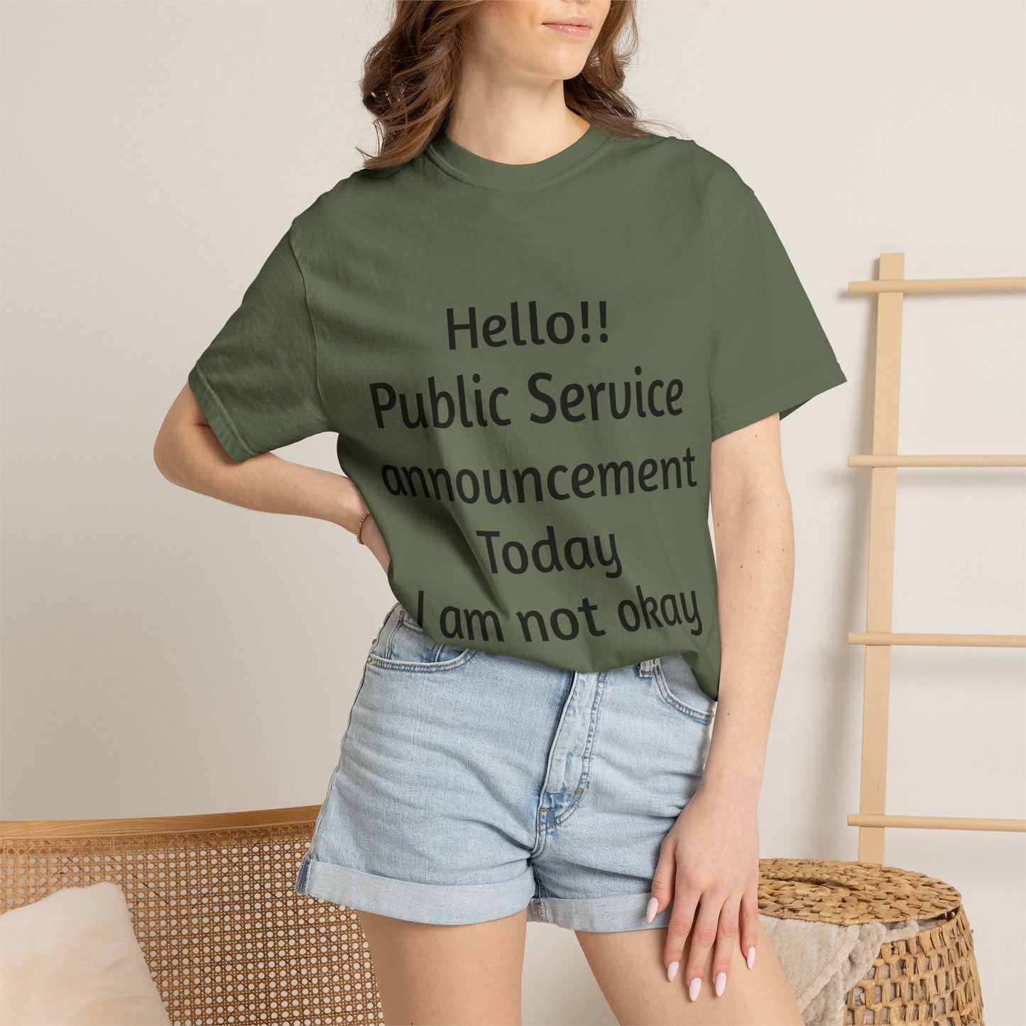 T-Shirt — "Hello!! Public Service announcement Today I am not okay" Mental Health Graphic Tee