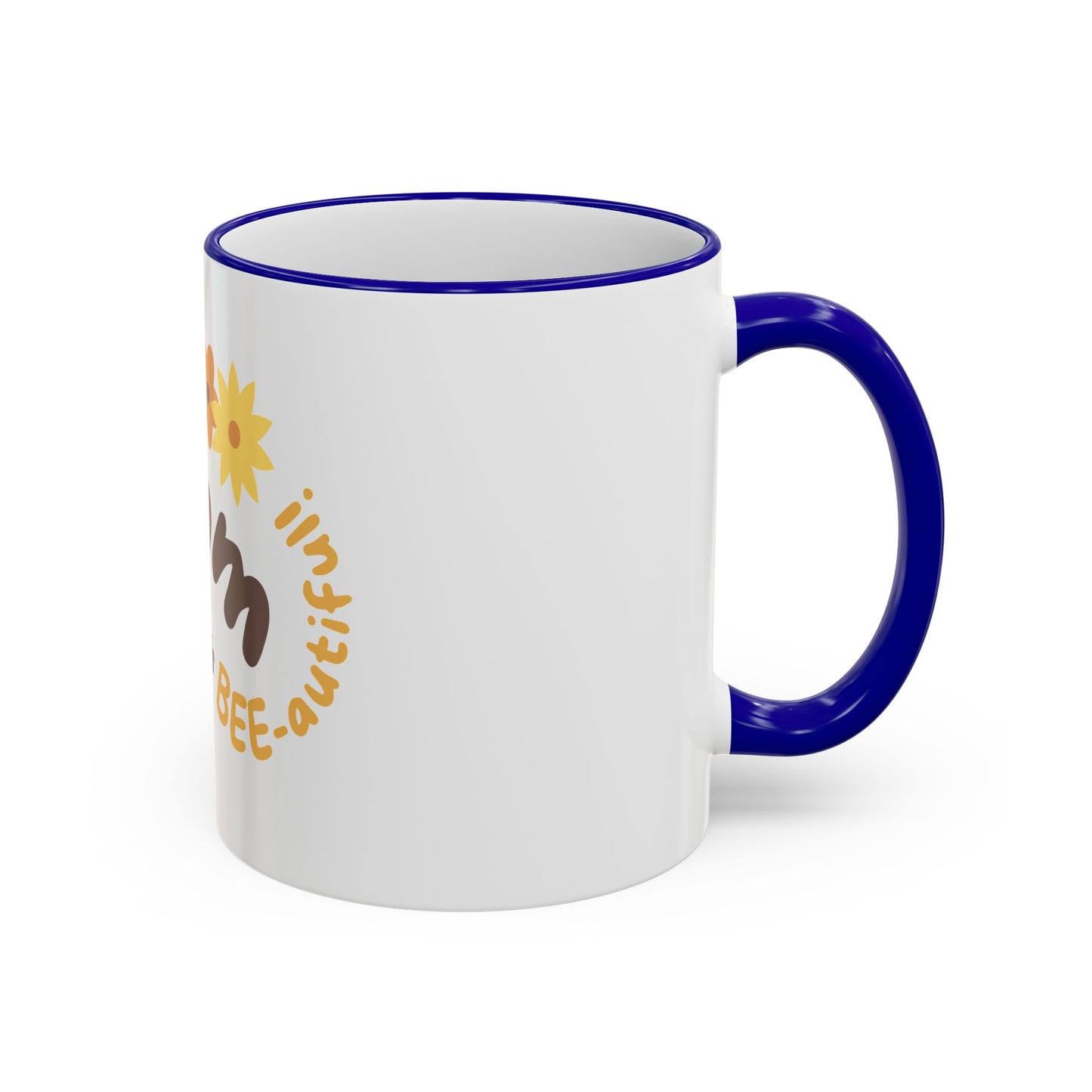 Mama Bee Mug — “My Mom is BEE-autiful” Accent Rim & Handle Coffee Cup