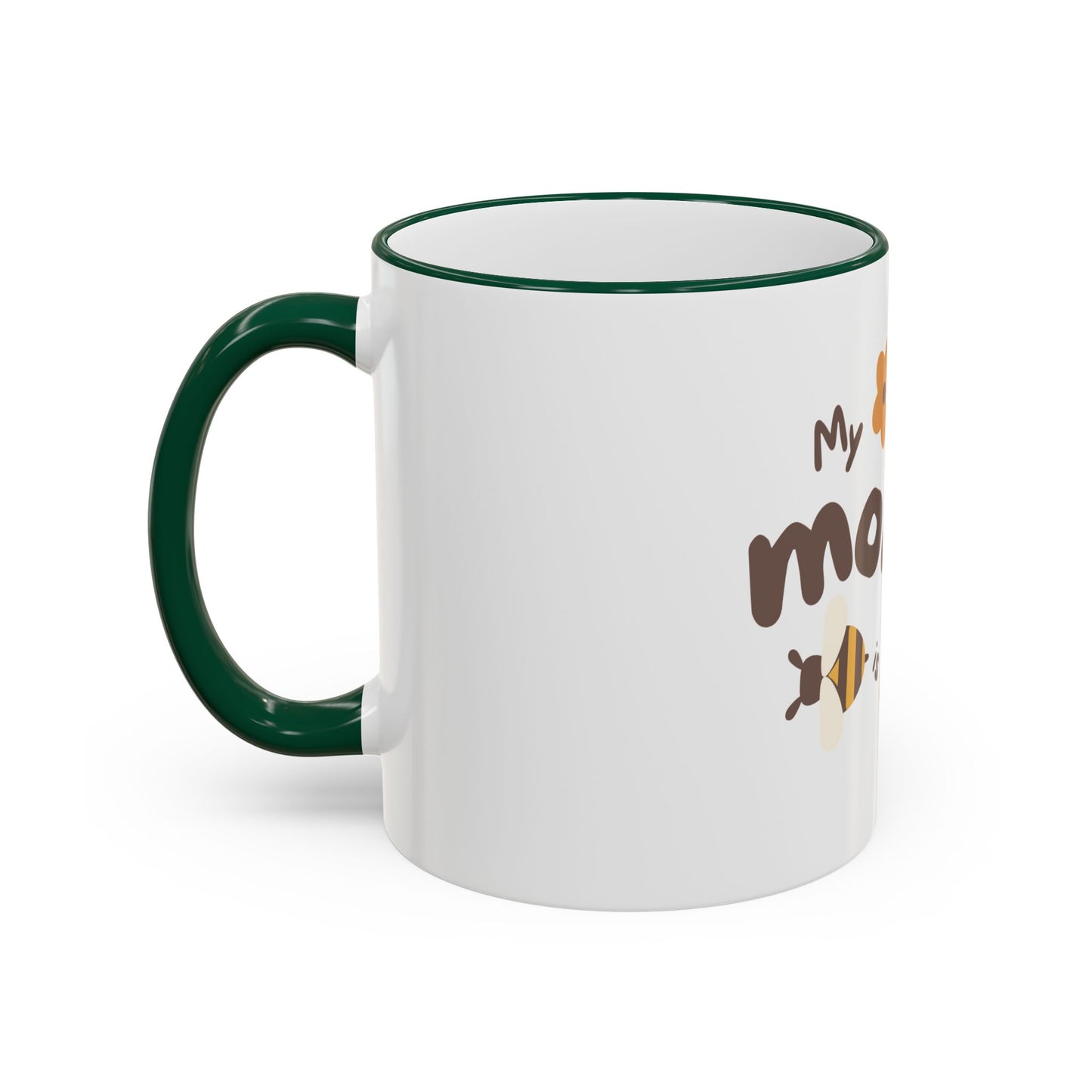 Mama Bee Mug — “My Mom is BEE-autiful” Accent Rim & Handle Coffee Cup
