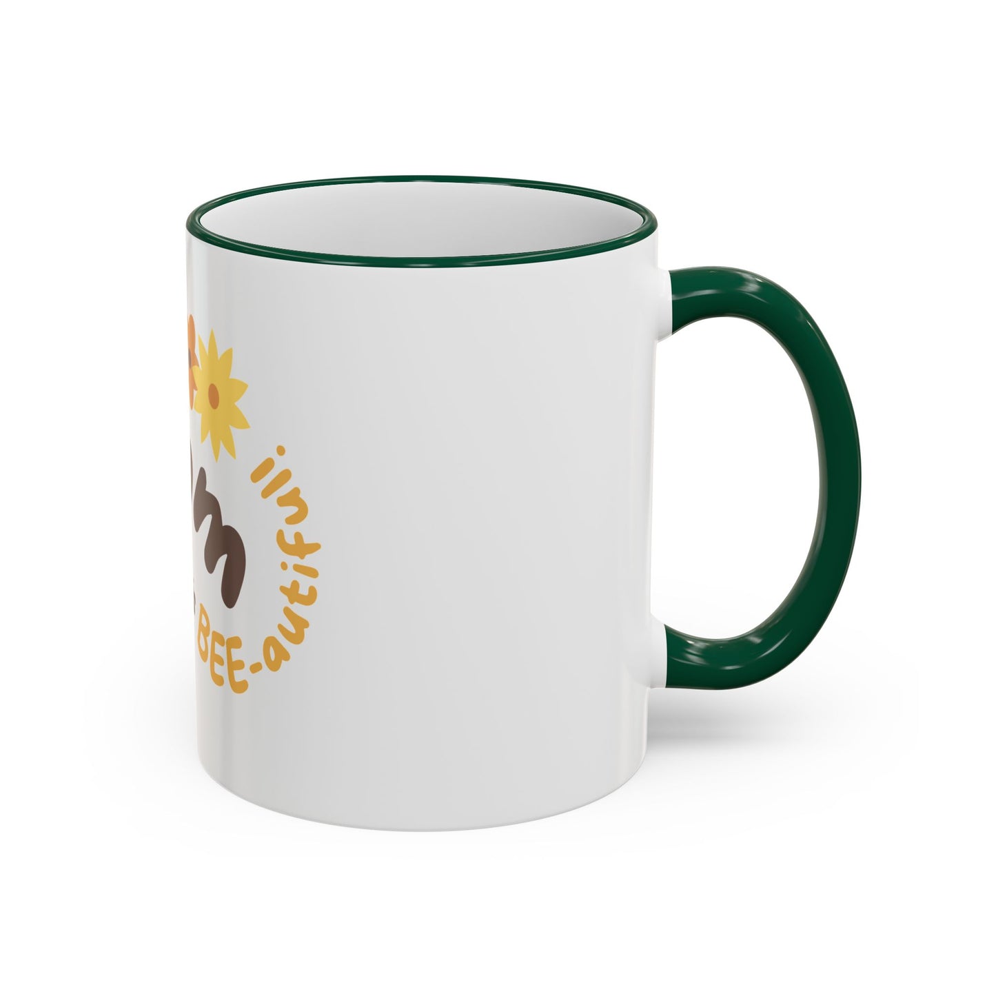 Mama Bee Mug — “My Mom is BEE-autiful” Accent Rim & Handle Coffee Cup