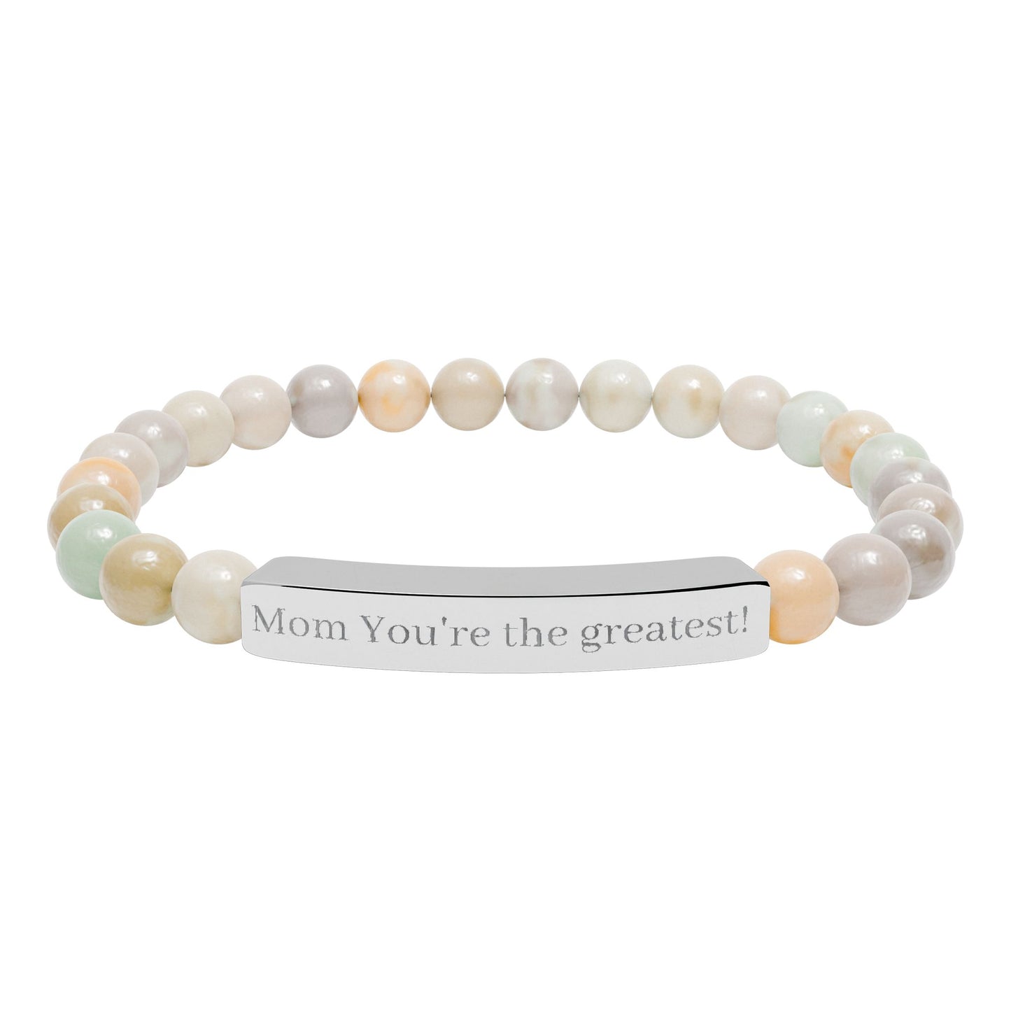 Engravable Natural Stone Stretch Bar Bracelet — Personalized Beaded Bracelet