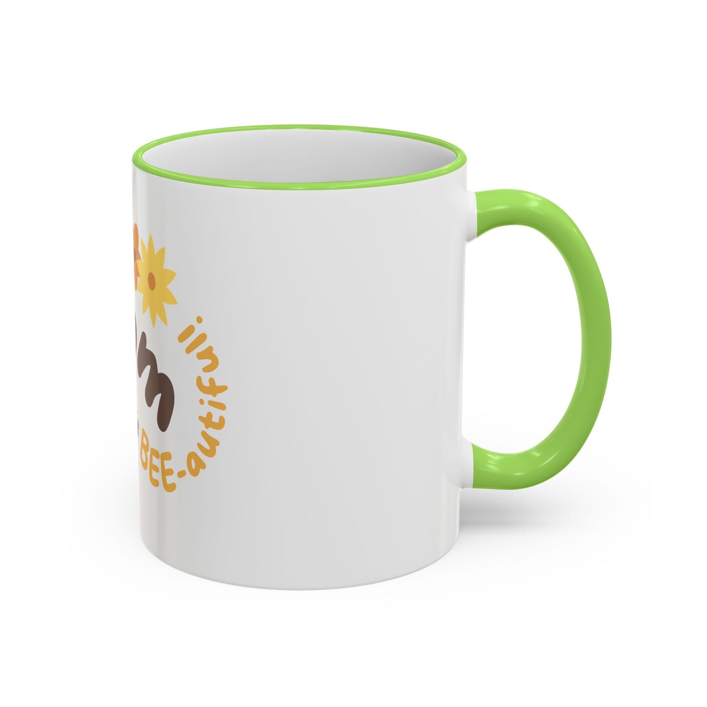Mama Bee Mug — “My Mom is BEE-autiful” Accent Rim & Handle Coffee Cup