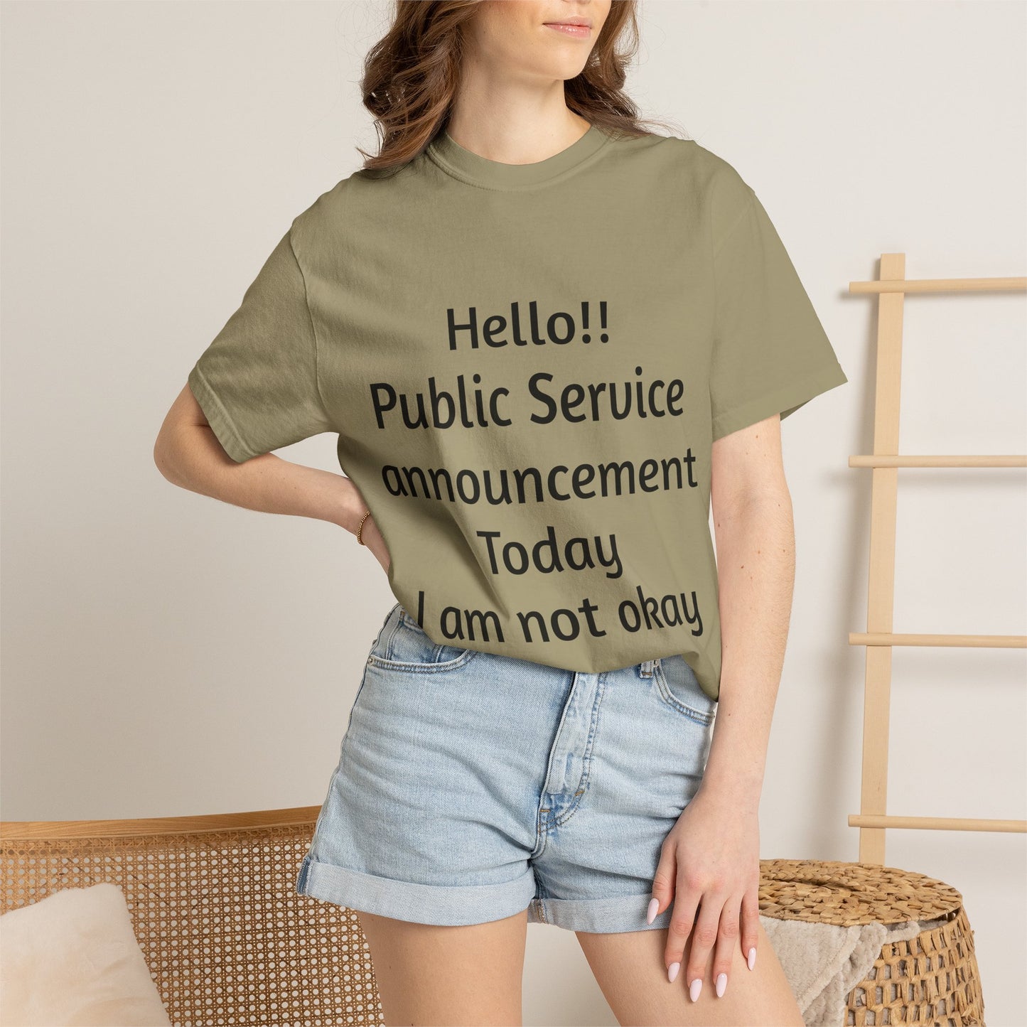 T-Shirt — "Hello!! Public Service announcement Today I am not okay" Mental Health Graphic Tee