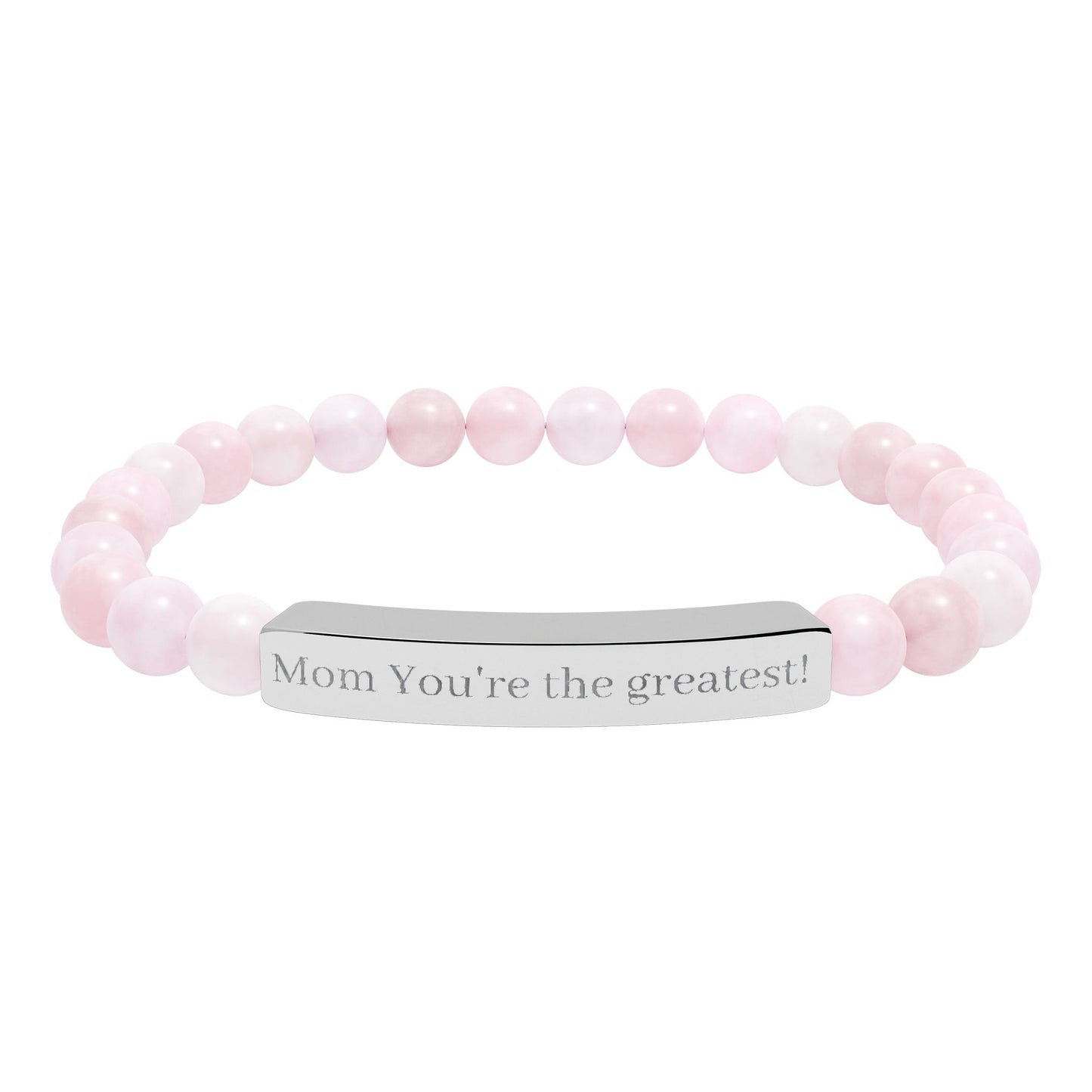 Engravable Natural Stone Stretch Bar Bracelet — Personalized Beaded Bracelet