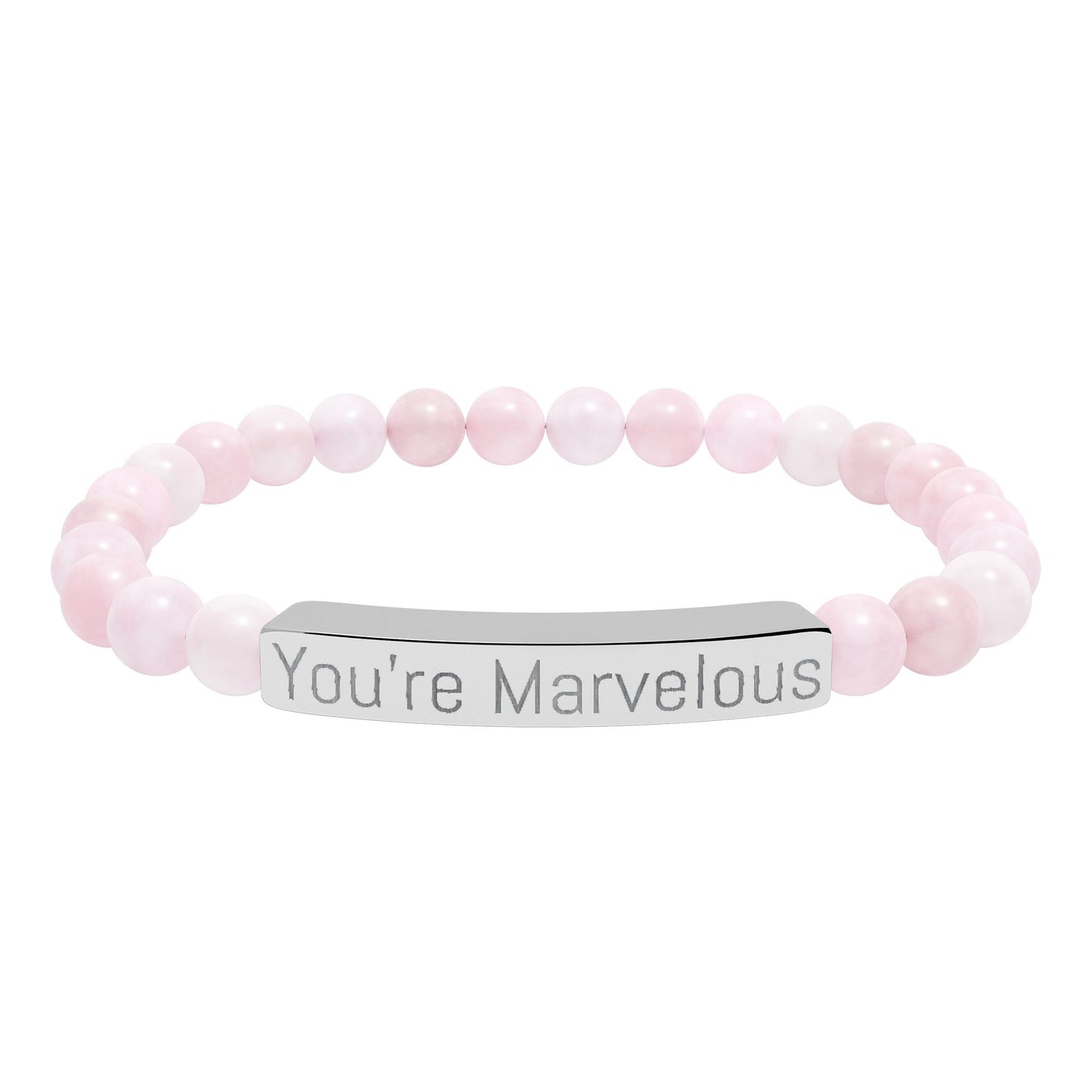 Engraved Natural Stone Bar Bracelet – "You're Marvelous" Stretch Beaded Bracelet