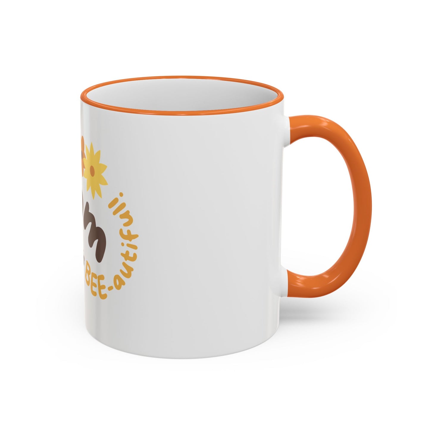 Mama Bee Mug — “My Mom is BEE-autiful” Accent Rim & Handle Coffee Cup