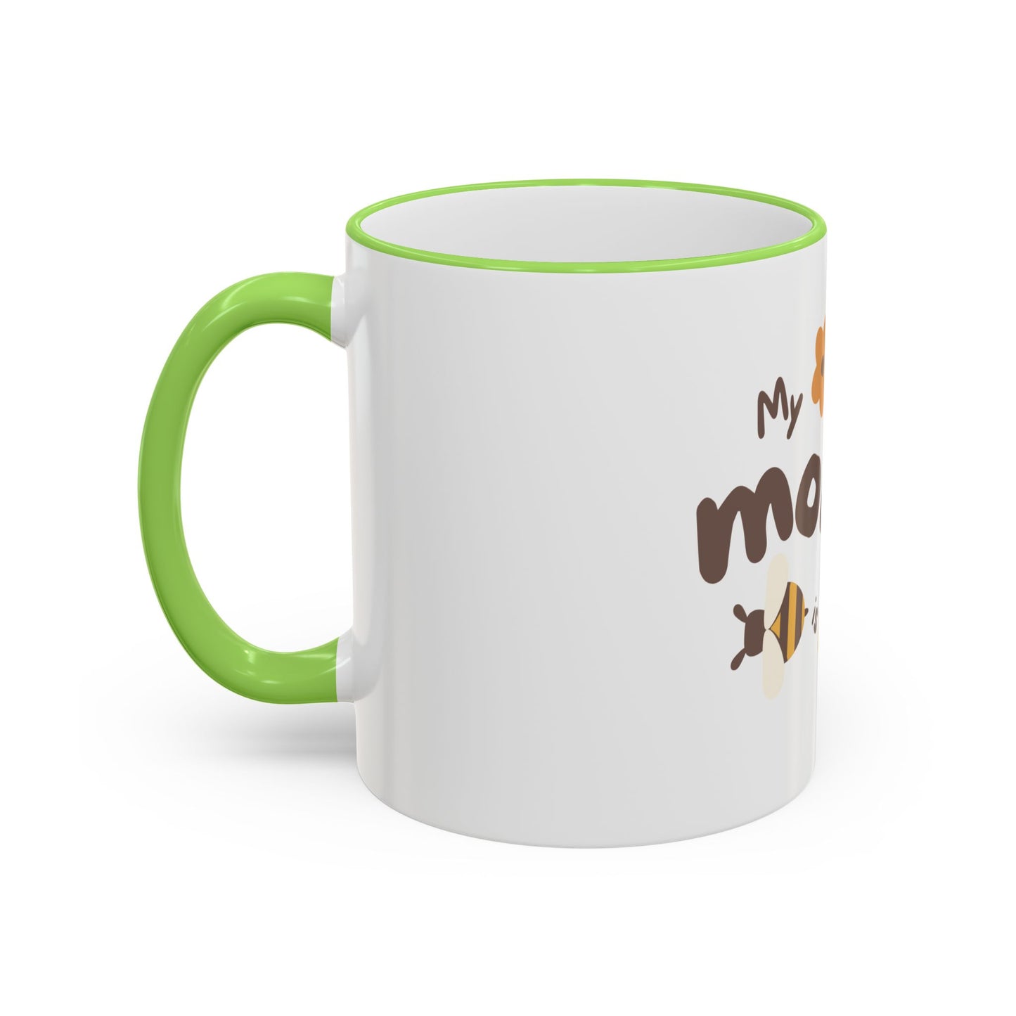 Mama Bee Mug — “My Mom is BEE-autiful” Accent Rim & Handle Coffee Cup