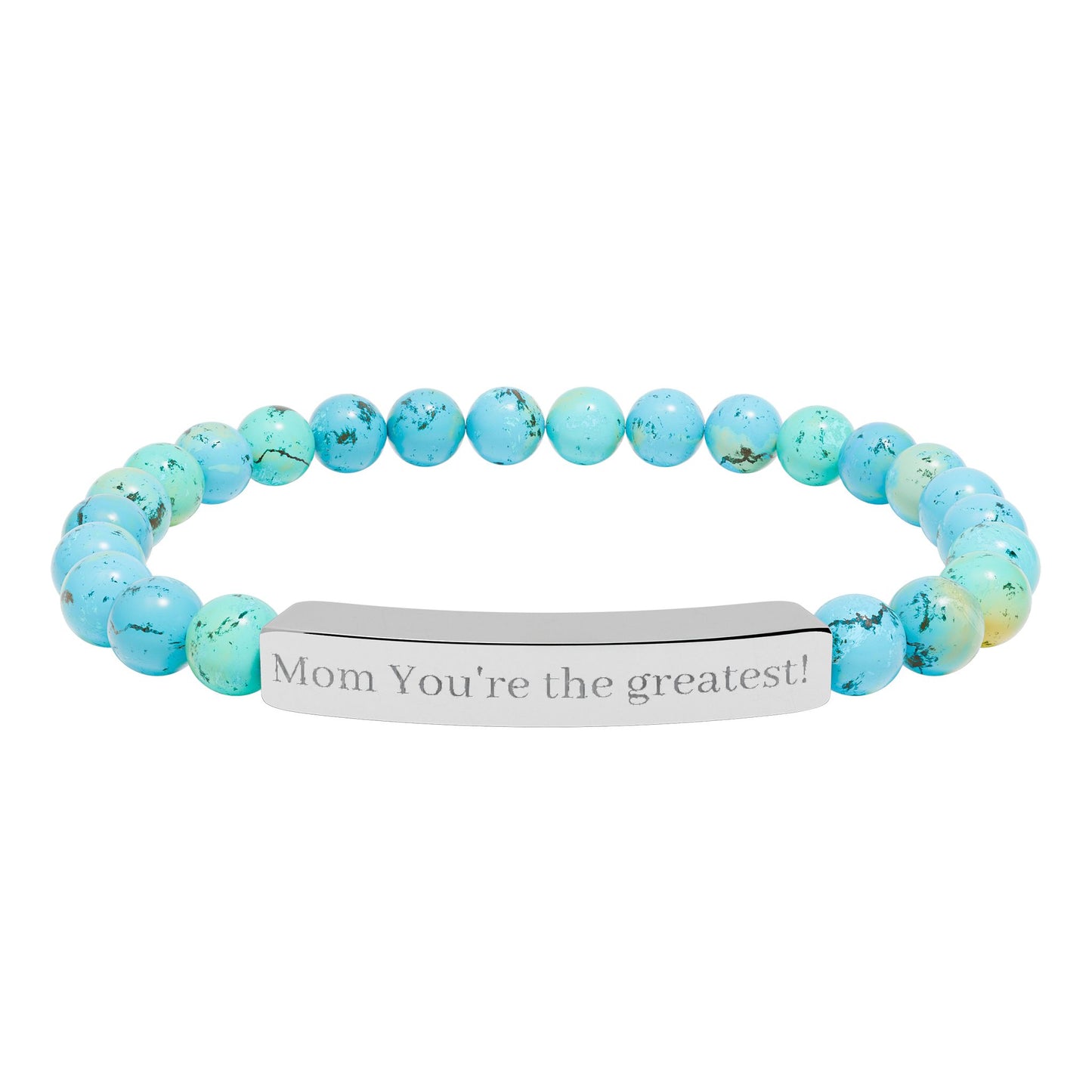Engravable Natural Stone Stretch Bar Bracelet — Personalized Beaded Bracelet