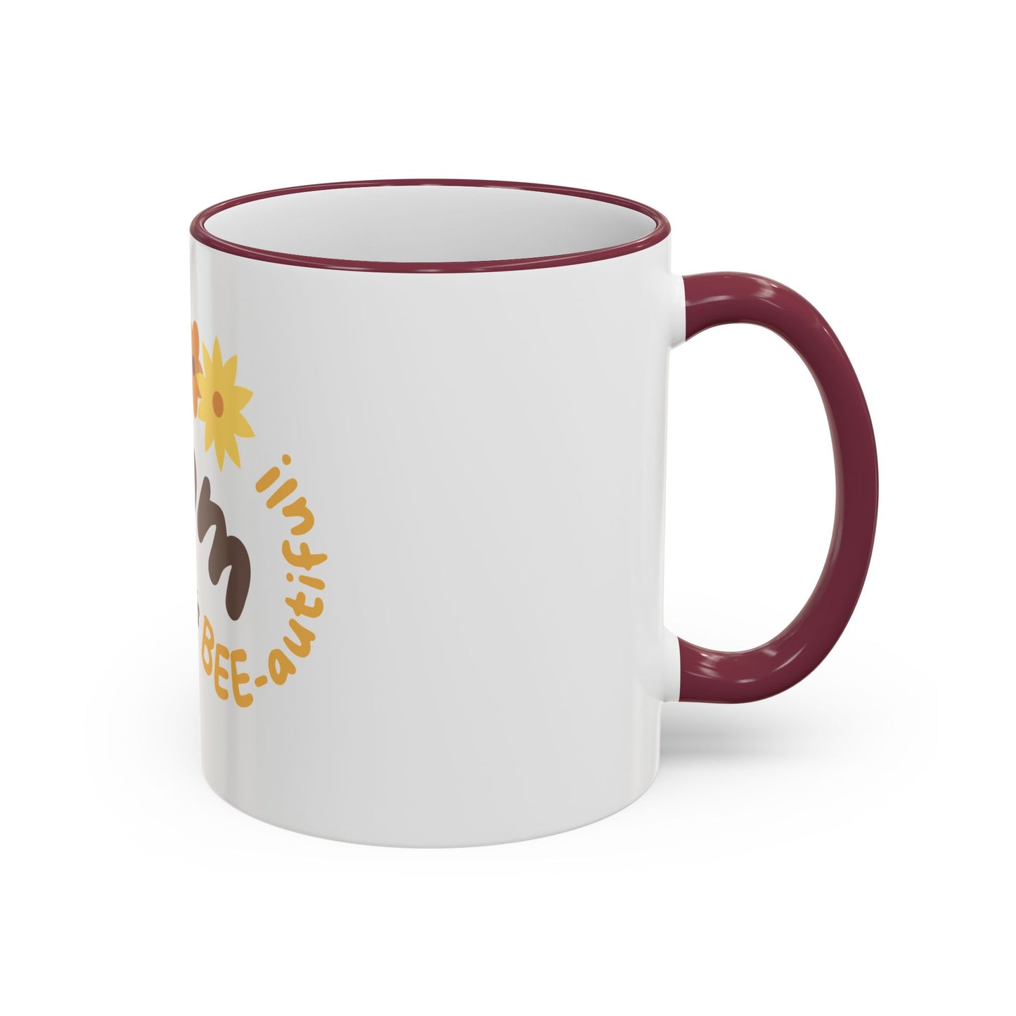 Mama Bee Mug — “My Mom is BEE-autiful” Accent Rim & Handle Coffee Cup