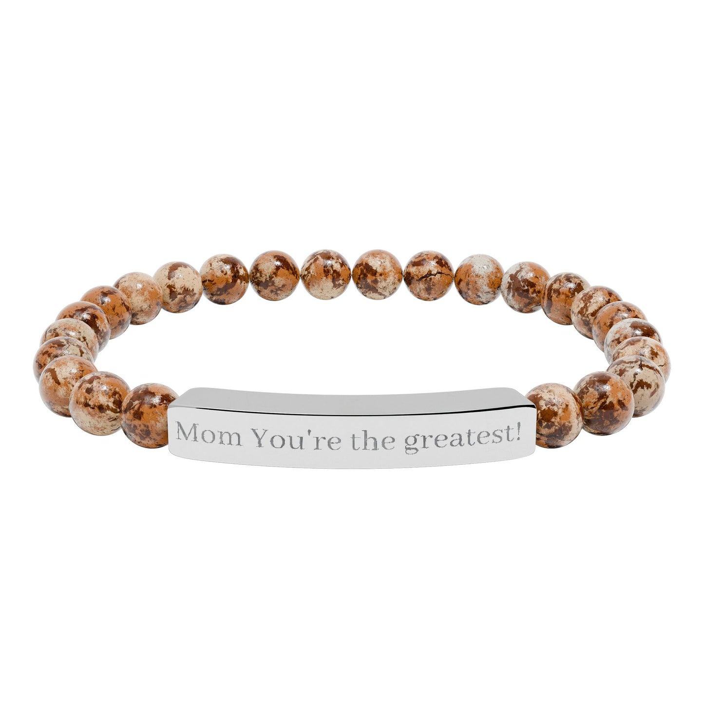 Engravable Natural Stone Stretch Bar Bracelet — Personalized Beaded Bracelet